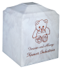 White Carrera Infant Urn with Bear