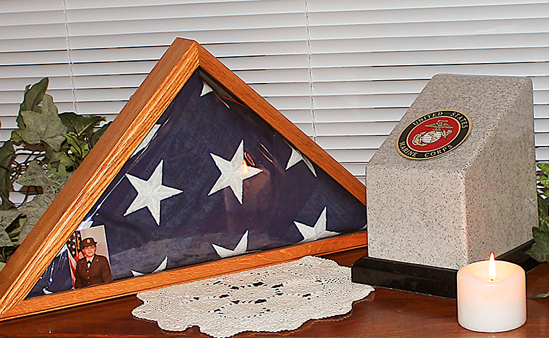 Military Urn with Emblem and a Flag Box
